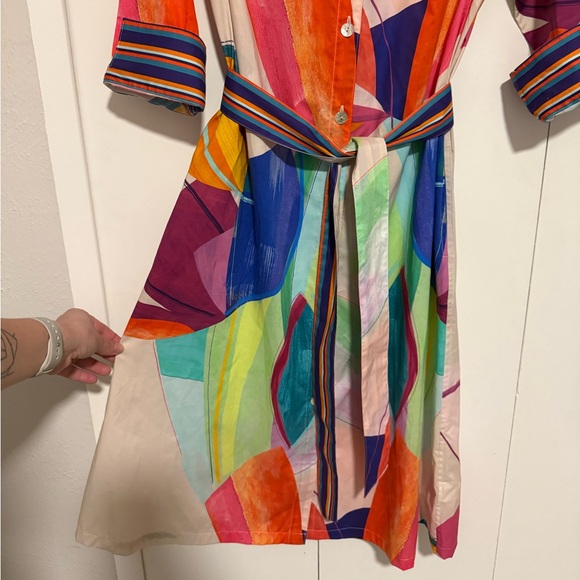 Hinson Wu Charlie 3/4 Sleeve Abstract Leaf Print Dress size XS - Picture 4 of 7